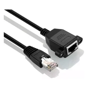 Pac 1.5 mtr Rj45 Male To Female Screw Panel Mount Ethernet Lan Cable for Computer Black