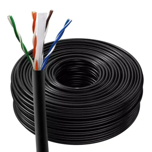 GITRU 100 m CAT6 Direct Burial 23 AWG Solid Bare CCA Ethernet Cable GT100MCAT6BLK (Black)