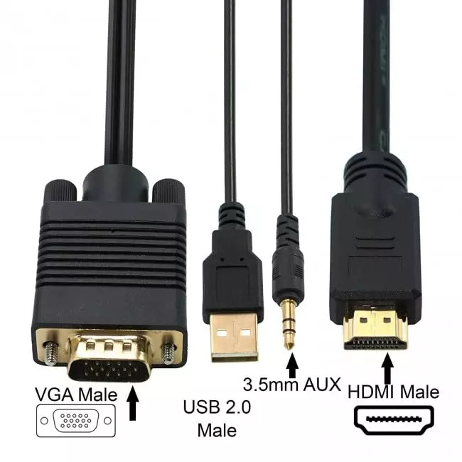 MakWorld VGA Input Male to HDMI Output Male Cable Converter 1.8 m - Image 2